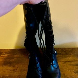 Tall black vegan leather side zip boots from  Target. New with tags